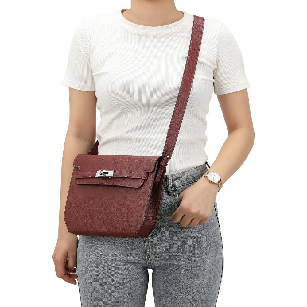 TIFFANY & FRED PARIS SAFFIANO LEATHER TWO-WAY MESSENGER BAG BURGUNDY - Picture 2 of 5